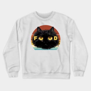 Retro Sunset Black Cat Funny Tee, Food Fluffy Black Kitten Mainecoone, Hungry Chonky Cat Crewneck Sweatshirt